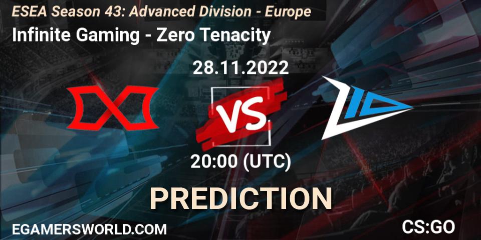 Infinite Gaming - Zero Tenacity: прогноз. 28.11.22, CS2 (CS:GO), ESEA Season 43: Advanced Division - Europe
