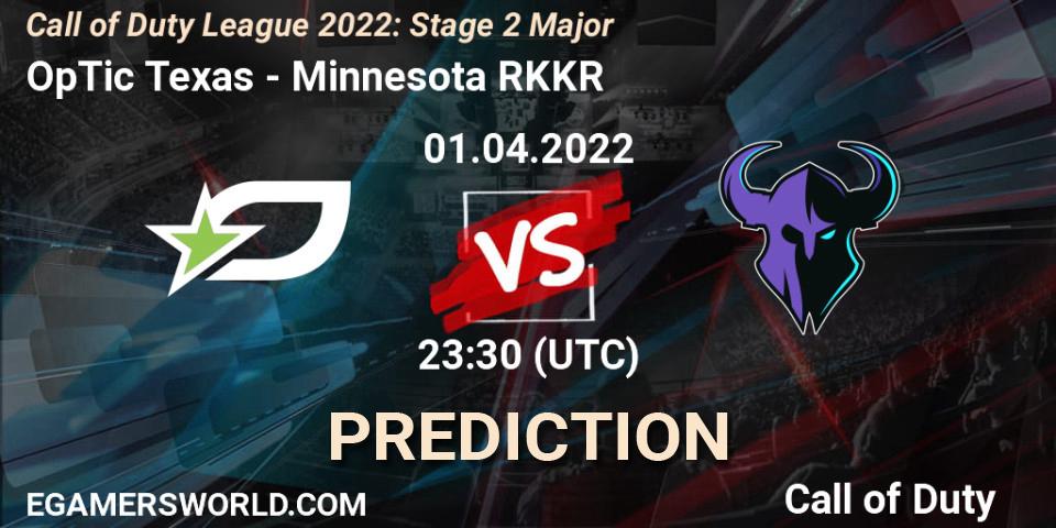 OpTic Texas - Minnesota RØKKR: прогноз. 02.04.2022 at 00:00, Call of Duty, Call of Duty League 2022: Stage 2 Major