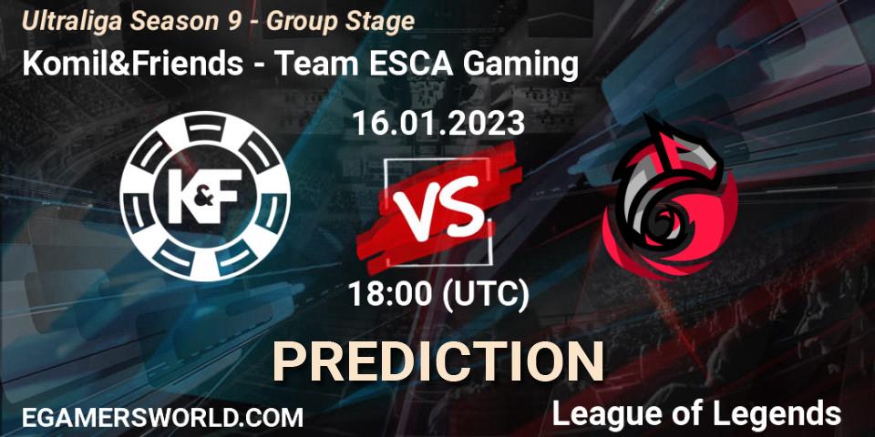 Komil&Friends - Team ESCA Gaming: прогноз. 16.01.23, LoL, Ultraliga Season 9 - Group Stage