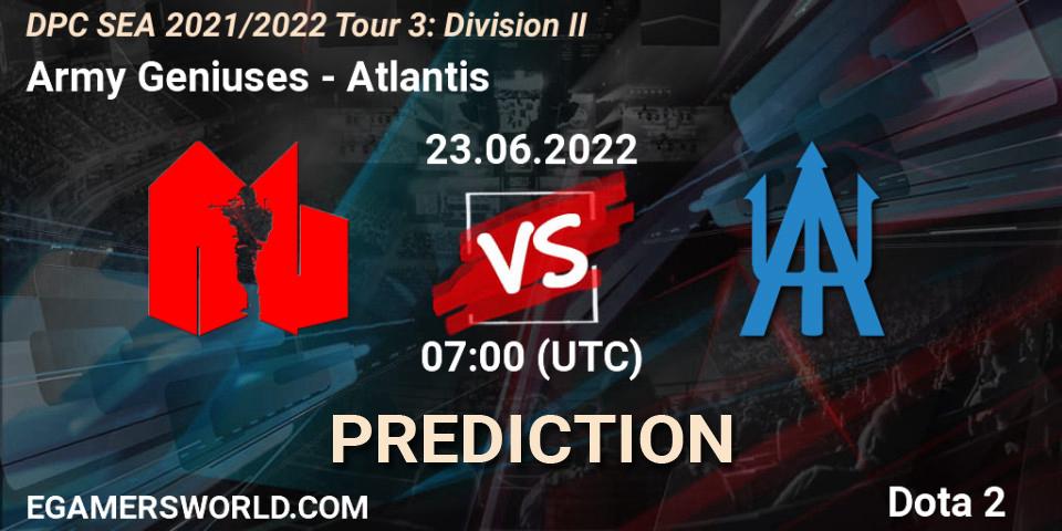 Army Geniuses - Atlantis: прогноз. 23.06.22, Dota 2, DPC SEA 2021/2022 Tour 3: Division II
