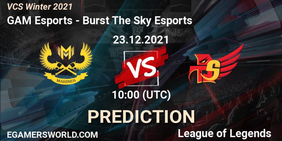 GAM Esports - Burst The Sky Esports: прогноз. 23.12.2021 at 10:00, LoL, VCS Winter 2021