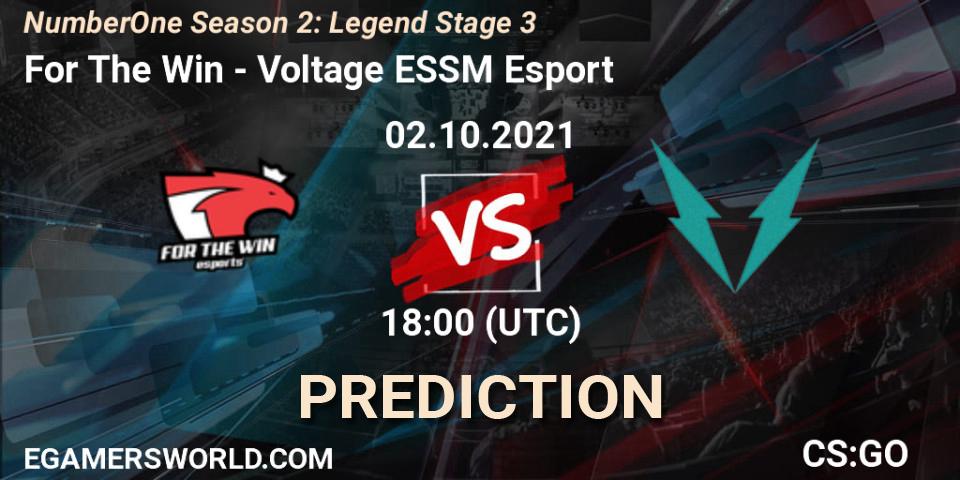 For The Win - Voltage ESSM Esport: прогноз. 02.10.2021 at 18:00, Counter-Strike (CS2), NumberOne Season 2: Legend Stage 3