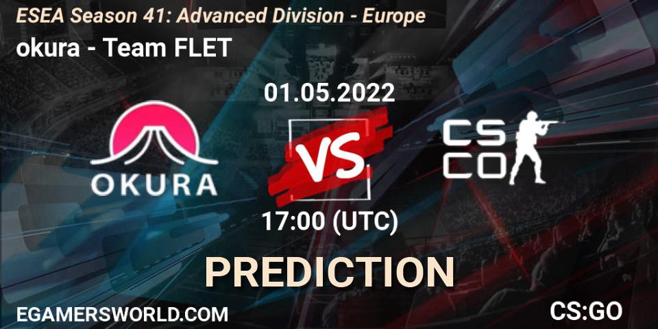 okura - Team FLET: прогноз. 01.05.2022 at 17:00, Counter-Strike (CS2), ESEA Season 41: Advanced Division - Europe