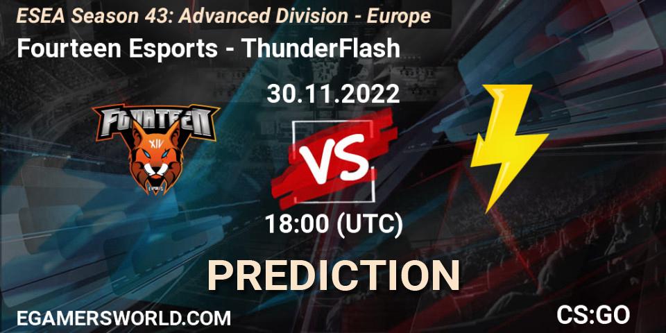 Fourteen Esports - ThunderFlash: прогноз. 30.11.22, CS2 (CS:GO), ESEA Season 43: Advanced Division - Europe