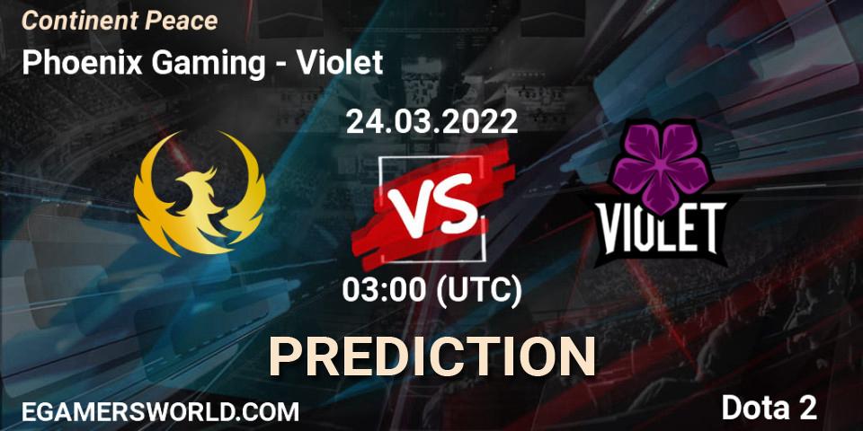 Phoenix Gaming - Violet: прогноз. 24.03.2022 at 03:30, Dota 2, Continent Peace
