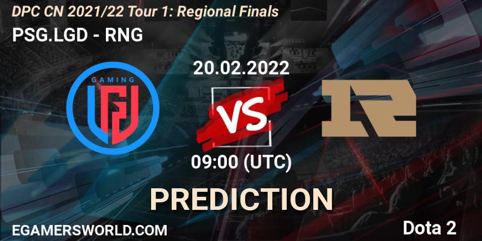 PSG.LGD - RNG: прогноз. 20.02.2022 at 09:12, Dota 2, DPC CN 2021/22 Tour 1: Regional Finals