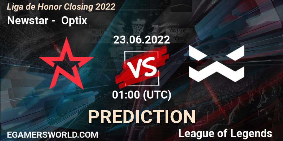 Newstar - Optix: прогноз. 23.06.2022 at 01:00, LoL, Liga de Honor Closing 2022