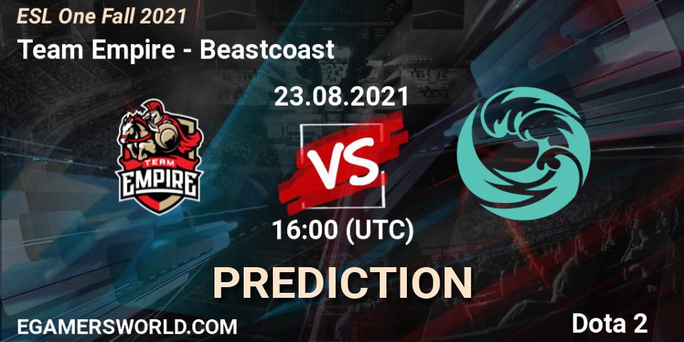 Team Empire - Beastcoast: прогноз. 24.08.2021 at 16:00, Dota 2, ESL One Fall 2021