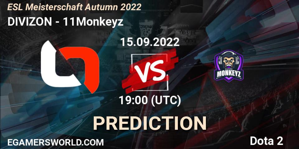 DIVIZON - 11Monkeyz: прогноз. 15.09.2022 at 19:18, Dota 2, ESL Meisterschaft Autumn 2022