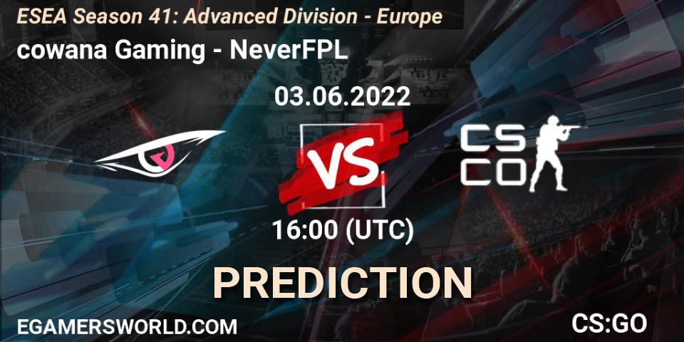 cowana Gaming - NeverFPL: прогноз. 03.06.2022 at 16:00, Counter-Strike (CS2), ESEA Season 41: Advanced Division - Europe