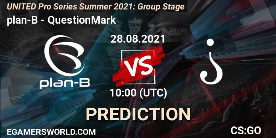 plan-B - QuestionMark: прогноз. 28.08.2021 at 10:00, Counter-Strike (CS2), UNITED Pro Series Summer 2021: Group Stage