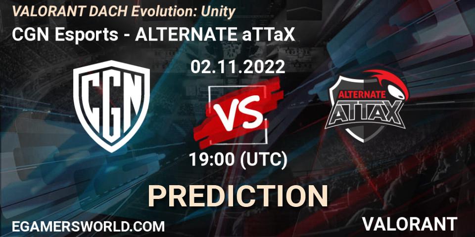 CGN Esports - ALTERNATE aTTaX: прогноз. 02.11.2022 at 20:15, VALORANT, VALORANT DACH Evolution: Unity