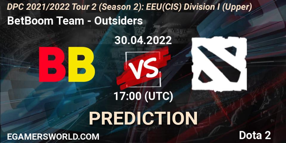 BetBoom Team - Outsiders: прогноз. 30.04.2022 at 17:00, Dota 2, DPC 2021/2022 Tour 2 (Season 2): EEU(CIS) Division I (Upper)