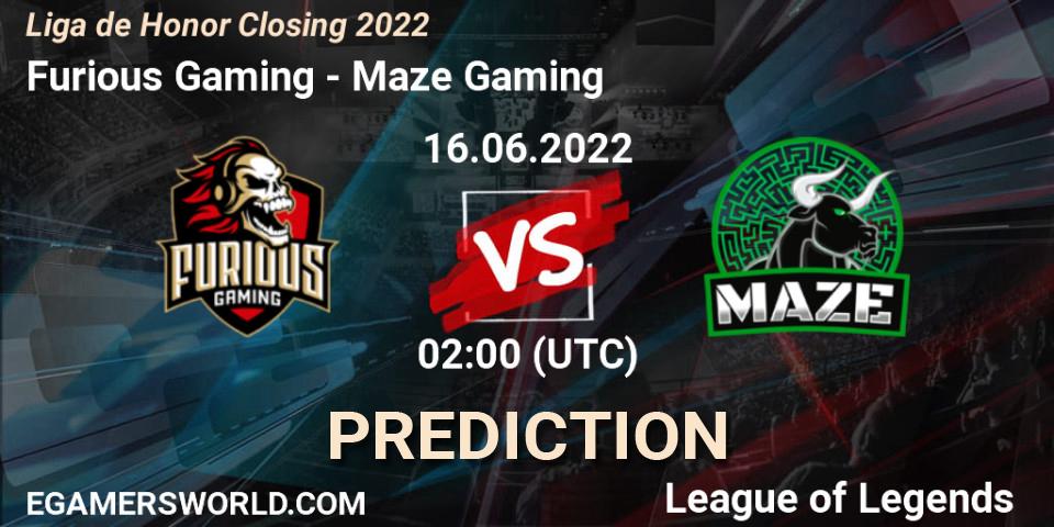 Furious Gaming - Maze Gaming: прогноз. 16.06.2022 at 02:00, LoL, Liga de Honor Closing 2022