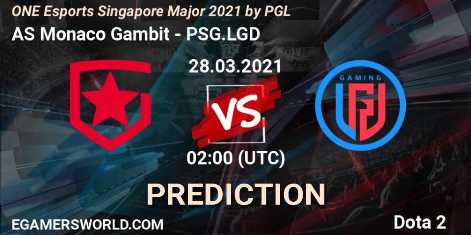 AS Monaco Gambit - PSG.LGD: прогноз. 28.03.2021 at 02:00, Dota 2, ONE Esports Singapore Major 2021