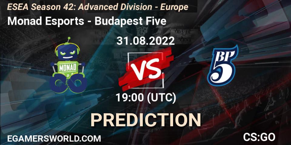 Monad Esports - Budapest Five: прогноз. 31.08.2022 at 19:00, Counter-Strike (CS2), ESEA Season 42: Advanced Division - Europe