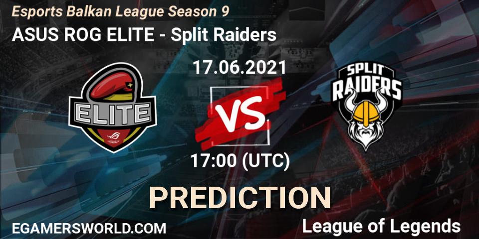ASUS ROG ELITE - Split Raiders: прогноз. 17.06.2021 at 17:00, LoL, Esports Balkan League Season 9