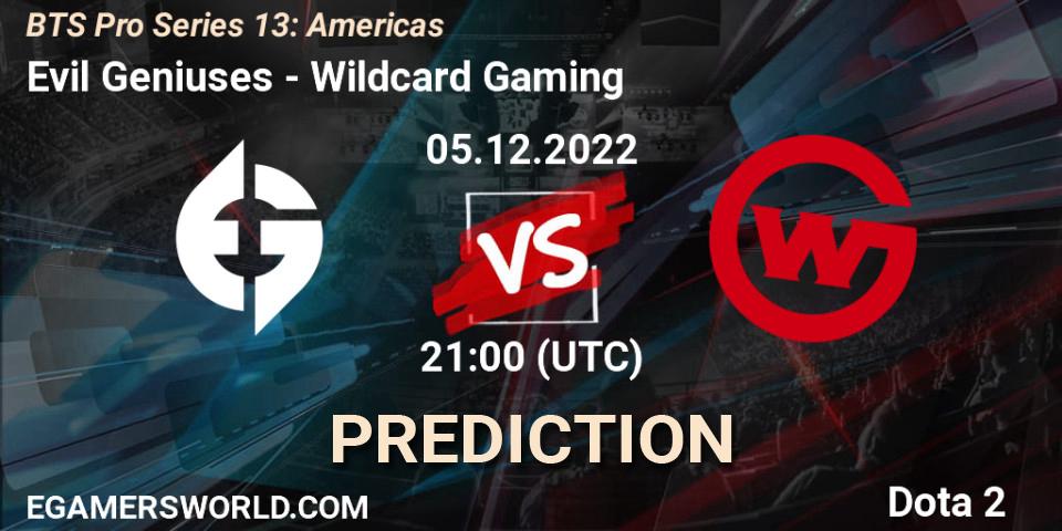 Evil Geniuses - Wildcard Gaming: прогноз. 05.12.2022 at 21:01, Dota 2, BTS Pro Series 13: Americas