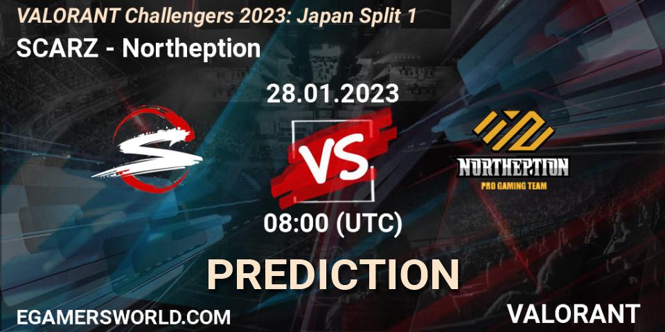 SCARZ - Northeption: прогноз. 28.01.23, VALORANT, VALORANT Challengers 2023: Japan Split 1