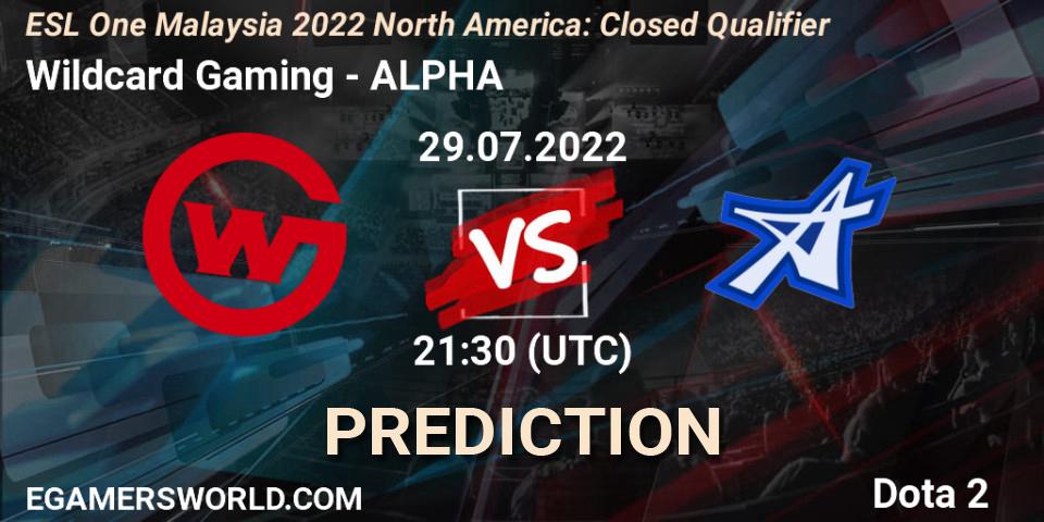 Wildcard Gaming - ALPHA: прогноз. 29.07.2022 at 21:34, Dota 2, ESL One Malaysia 2022 North America: Closed Qualifier