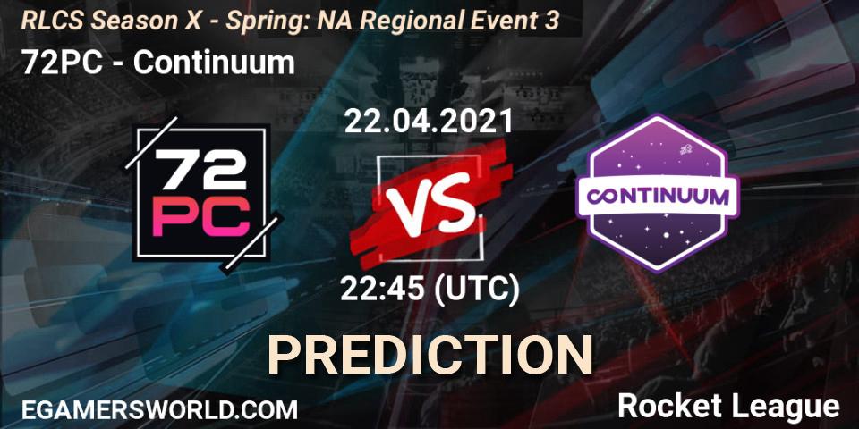 72PC - Continuum: прогноз. 22.04.2021 at 22:45, Rocket League, RLCS Season X - Spring: NA Regional Event 3