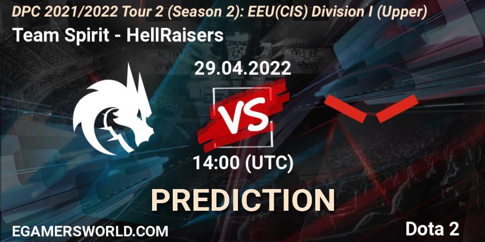 Team Spirit - HellRaisers: прогноз. 29.04.2022 at 14:00, Dota 2, DPC 2021/2022 Tour 2 (Season 2): EEU(CIS) Division I (Upper)
