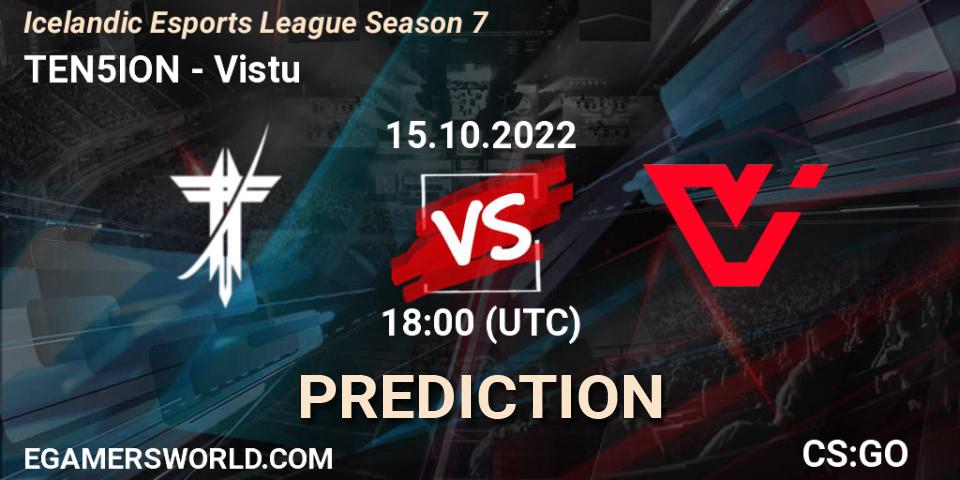 TEN5ION - Viðstöðu: прогноз. 15.10.2022 at 18:00, Counter-Strike (CS2), Icelandic Esports League Season 7
