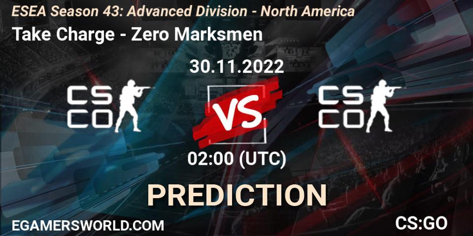 Take Charge - Zero Marksmen: прогноз. 30.11.22, CS2 (CS:GO), ESEA Season 43: Advanced Division - North America