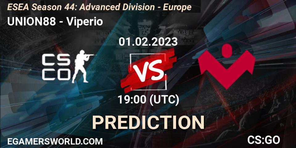 UNION88 - Viperio: прогноз. 01.02.2023 at 19:00, Counter-Strike (CS2), ESEA Season 44: Advanced Division - Europe