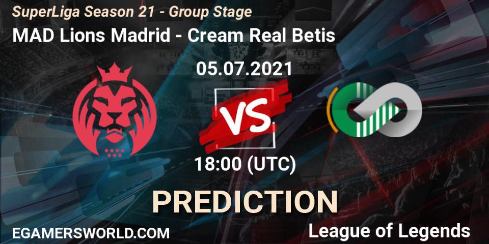 MAD Lions Madrid - Cream Real Betis: прогноз. 05.07.2021 at 18:00, LoL, SuperLiga Season 21 - Group Stage 