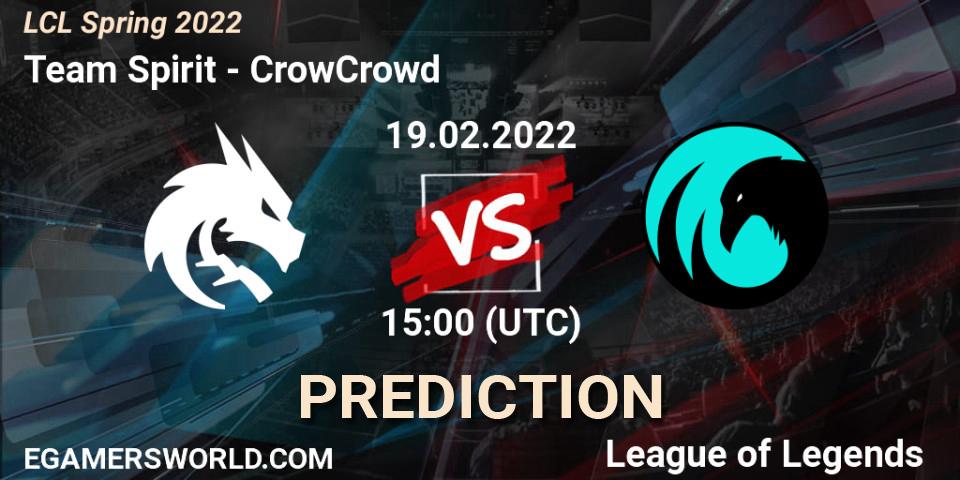 Team Spirit - CrowCrowd: прогноз. 19.02.2022 at 15:00, LoL, LCL Spring 2022