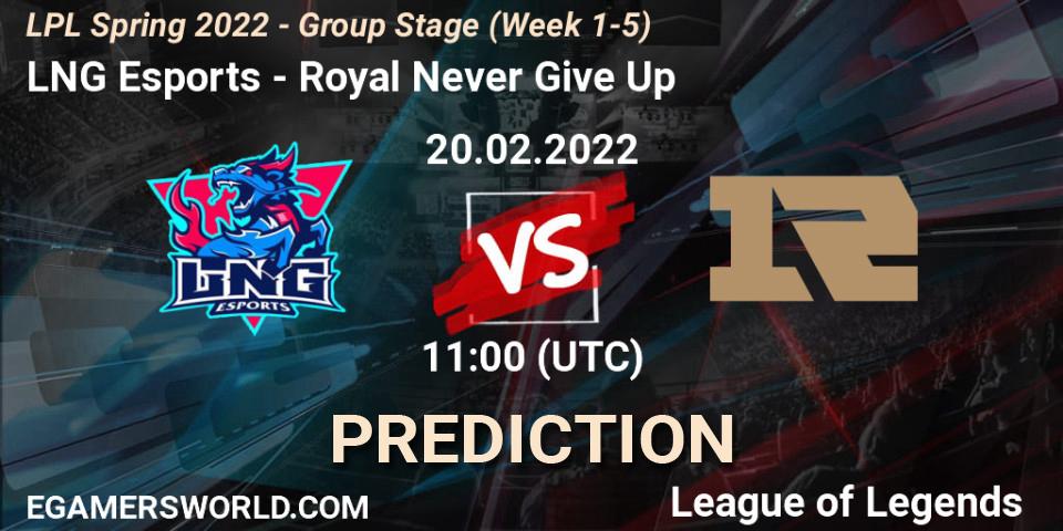 LNG Esports - Royal Never Give Up: прогноз. 20.02.22, LoL, LPL Spring 2022 - Group Stage (Week 1-5)