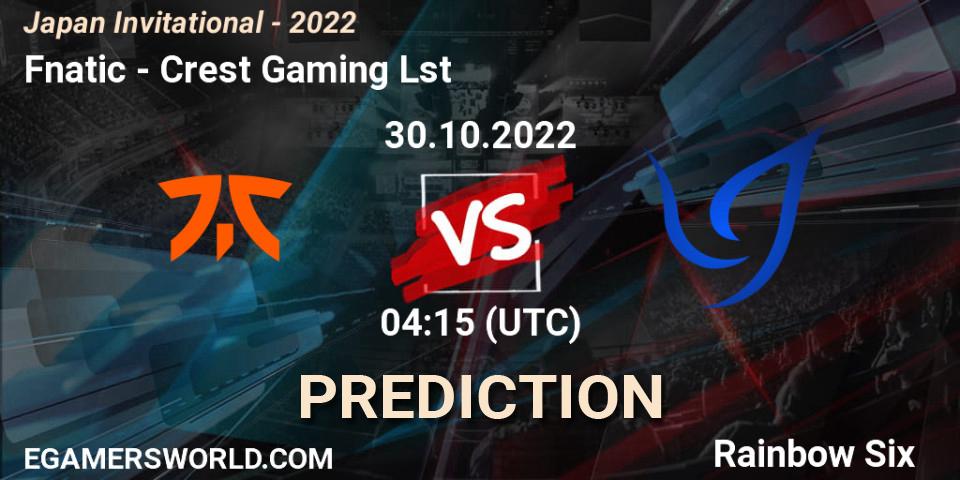 Fnatic - Crest Gaming Lst: прогноз. 30.10.22, Rainbow Six, Japan Invitational - 2022