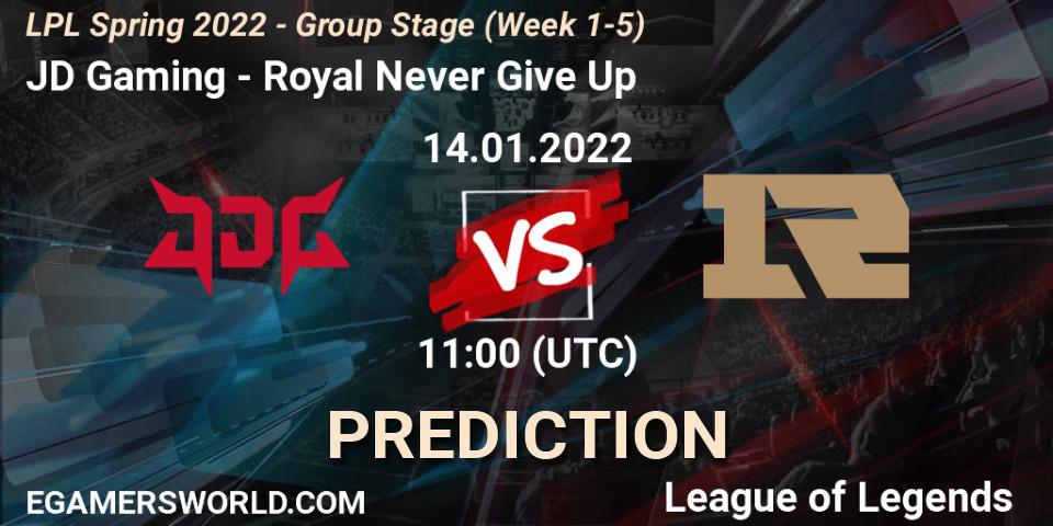 JD Gaming - Royal Never Give Up: прогноз. 14.01.2022 at 11:30, LoL, LPL Spring 2022 - Group Stage (Week 1-5)
