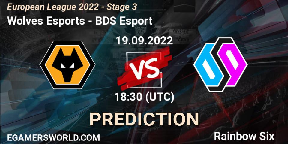 Wolves Esports - BDS Esport: прогноз. 19.09.2022 at 18:30, Rainbow Six, European League 2022 - Stage 3