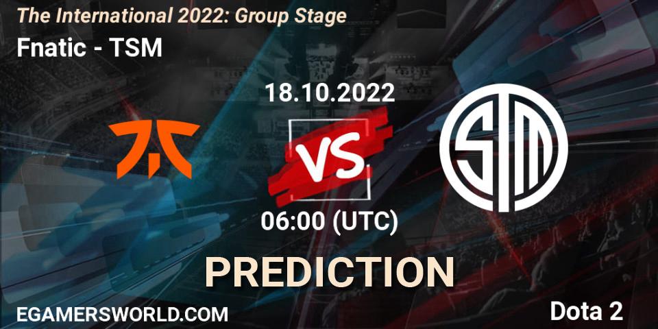 Fnatic - TSM: прогноз. 18.10.2022 at 07:03, Dota 2, The International 2022: Group Stage