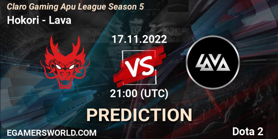 Hokori - Lava: прогноз. 17.11.2022 at 21:30, Dota 2, Claro Gaming Apu League Season 5
