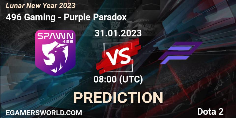 496 Gaming - Purple Paradox: прогноз. 31.01.23, Dota 2, Lunar New Year 2023