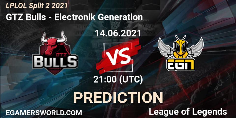 GTZ Bulls - Electronik Generation: прогноз. 14.06.2021 at 21:30, LoL, LPLOL Split 2 2021