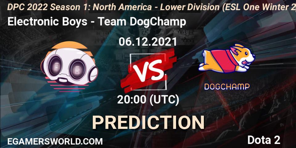 Electronic Boys - Team DogChamp: прогноз. 06.12.21, Dota 2, DPC 2022 Season 1: North America - Lower Division (ESL One Winter 2021)