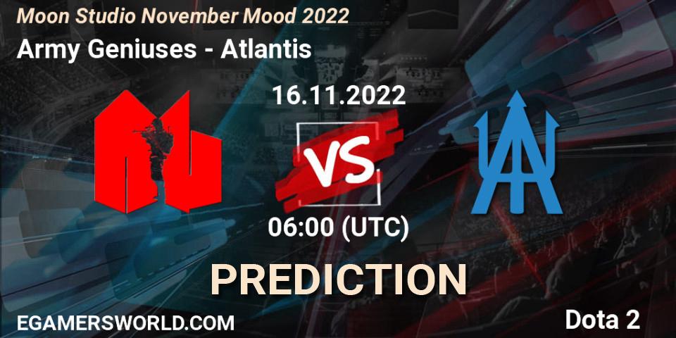 Army Geniuses - Atlantis: прогноз. 16.11.22, Dota 2, Moon Studio November Mood 2022