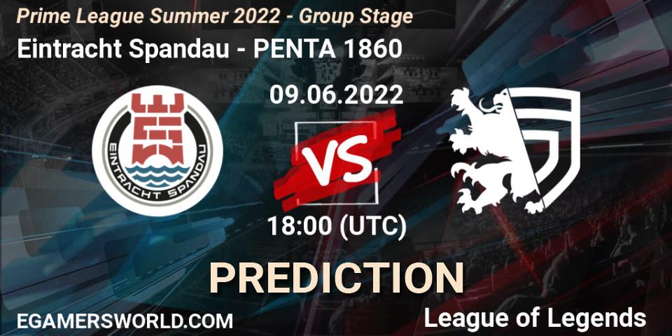 Eintracht Spandau - PENTA 1860: прогноз. 09.06.2022 at 20:00, LoL, Prime League Summer 2022 - Group Stage