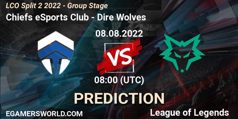 Chiefs eSports Club - Dire Wolves: прогноз. 08.08.22, LoL, LCO Split 2 2022 - Group Stage