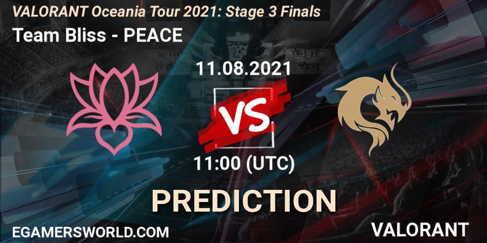 Team Bliss - PEACE: прогноз. 11.08.2021 at 11:00, VALORANT, VALORANT Oceania Tour 2021: Stage 3 Finals