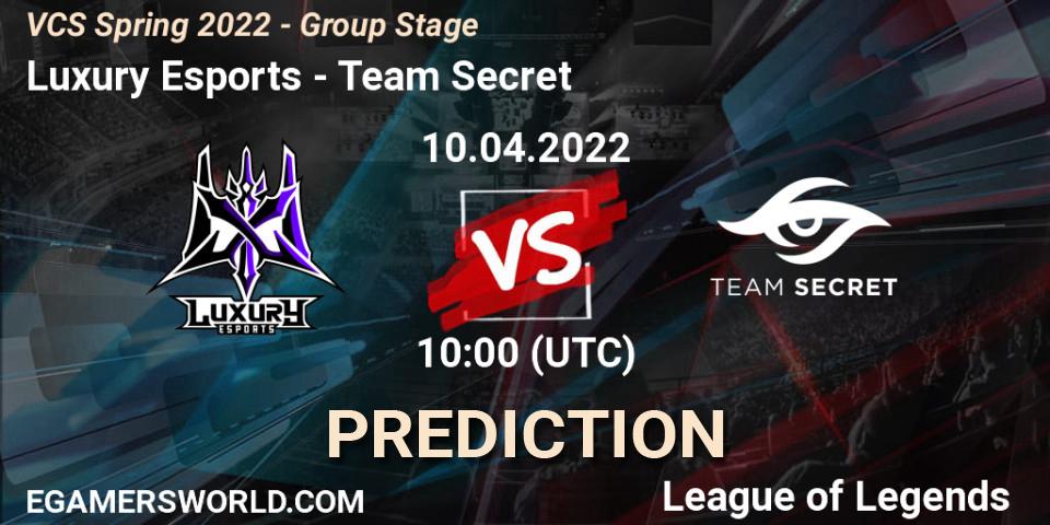 Luxury Esports - Team Secret: прогноз. 09.04.2022 at 10:00, LoL, VCS Spring 2022 - Group Stage 