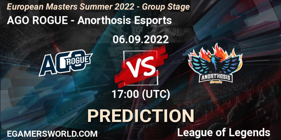 AGO ROGUE - Anorthosis Esports: прогноз. 06.09.2022 at 17:00, LoL, European Masters Summer 2022 - Group Stage