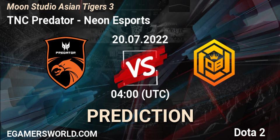 TNC Predator - Neon Esports: прогноз. 20.07.2022 at 04:00, Dota 2, Moon Studio Asian Tigers 3