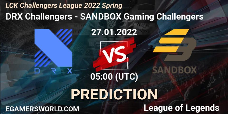DRX Challengers - SANDBOX Gaming Challengers: прогноз. 27.01.2022 at 05:00, LoL, LCK Challengers League 2022 Spring