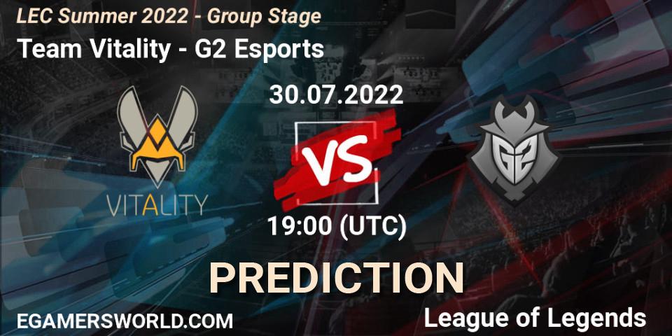 Team Vitality - G2 Esports: прогноз. 30.07.2022 at 19:00, LoL, LEC Summer 2022 - Group Stage