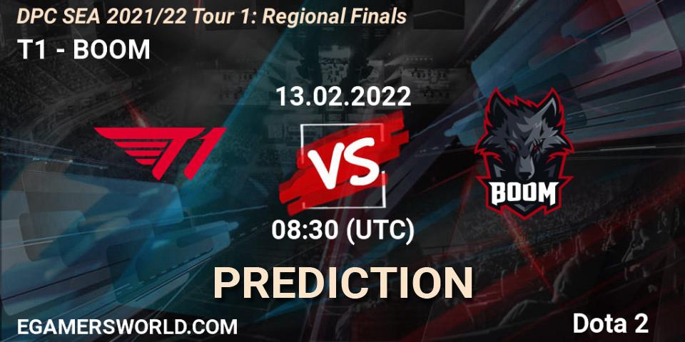 T1 - BOOM: прогноз. 13.02.2022 at 08:47, Dota 2, DPC SEA 2021/22 Tour 1: Regional Finals